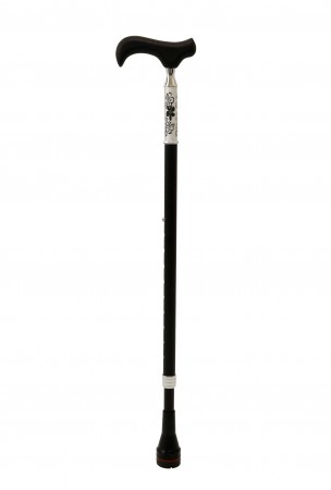 【枴杖屋】當代藝術系列 360度防滑避震伸縮手杖  白底黑花紋 黑