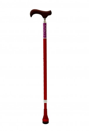 【枴杖屋】當代藝術系列 360度防滑避震伸縮手杖  紫底白花紋 紅